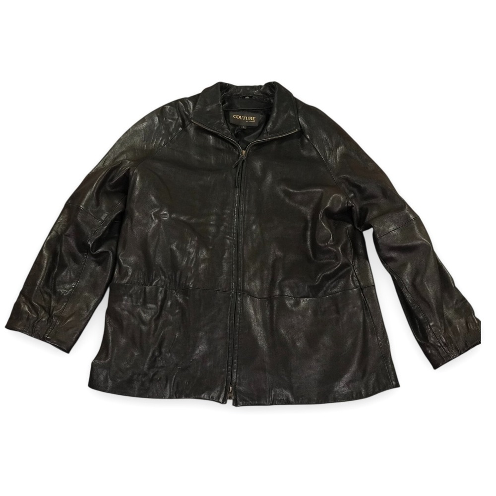 Couture J. Park Leather Coat Jacket Mens Large Dual Zipper Lambskin Soft Mob YKK